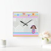 kokeshi sakura vierkante klok (Huis)