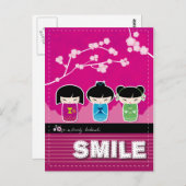 Kokeshi "SMILE"-briefkaart Briefkaart (Voorkant / Achterkant)