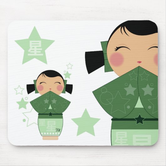 Kokeshi Star Mousepad Muismat (Voorkant)