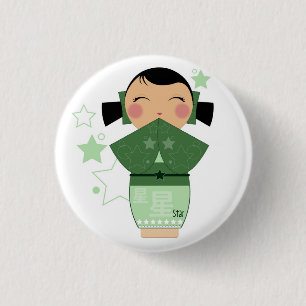 Kokeshi Star Pin Ronde Button 3,2 Cm