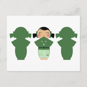 Kokeshi Star Silhouette Briefkaart