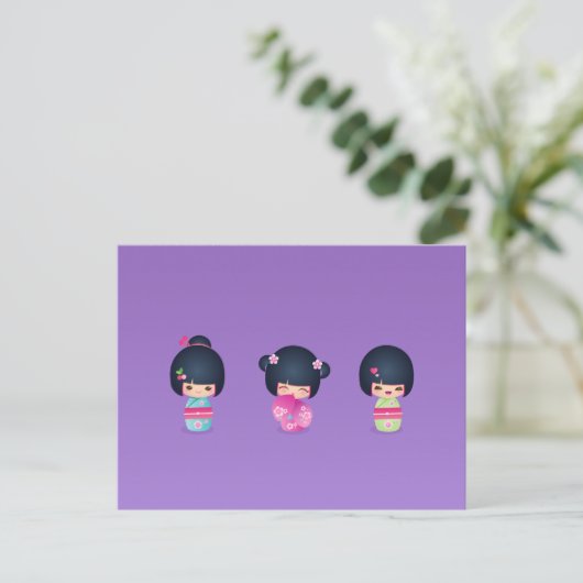 kokeshi Three Briefkaart (Staand voorkant)