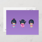 kokeshi Three Briefkaart (Voorkant / Achterkant)