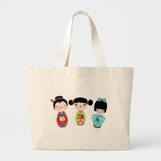 kokeshi trio grote tote bag (Voorkant)