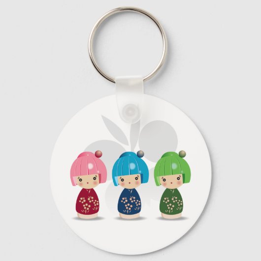 Kokeshi Triplets Sleutelhanger (Voorkant)