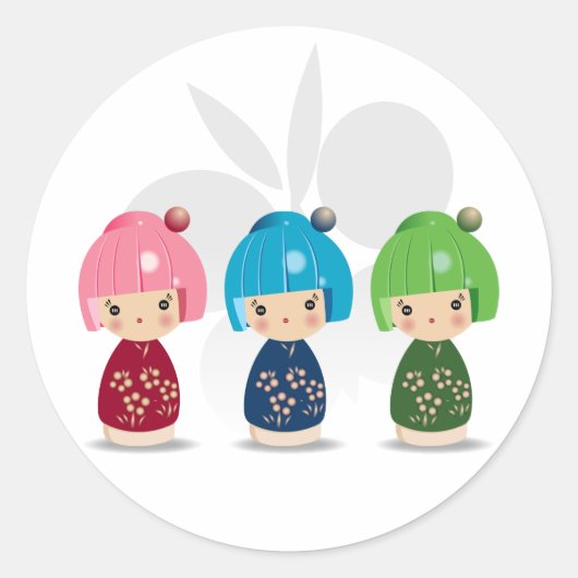 Kokeshi Triplets Sticker (Voorkant)