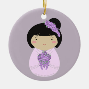Kokeshi Wisteria Bride Keramisch Ornament