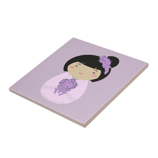 Kokeshi Wisteria Bride Tegeltje (Zijkant)