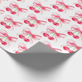 Koket Roze Strik Kers Meisjesachtig Schattig Cadeaupapier (Hoek)