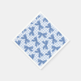Kokette blauwe geruite stof en strikken servet