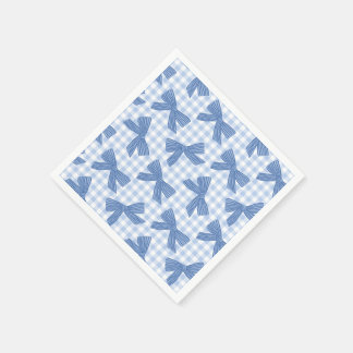 Kokette blauwe geruite stof en strikken servet