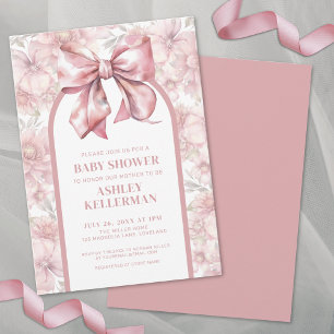 Kokette Bloemenslint Roze Meisje Baby Shower Kaart