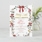 Kokette Boog Kerst Merry Little Bruidsdouche Kaart (Staand voorkant)