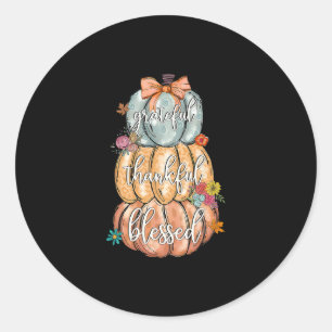Kokette Boog Pompoen Dankbaar Dankbaar Gezegend Th Ronde Sticker