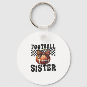 Kokette Boog Pompoen Voetbal Zus Speldag Dank je Sleutelhanger