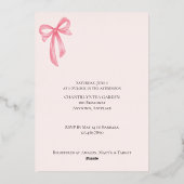 Kokette boog roze bruidsdouche folie uitnodiging (Achterkant)
