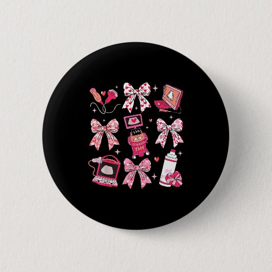 Kokette boog sonograaf Valentijn echoscopist Ronde Button 5,7 Cm (Voorkant)