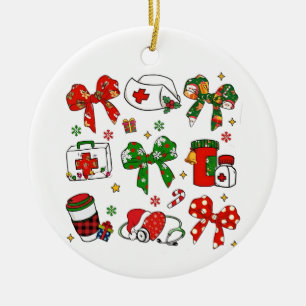 Kokette Boog Verpleegster Kerst Verpleging Prettig Keramisch Ornament