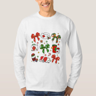 Kokette Boog Verpleegster Kerst Verpleging Prettig T-shirt