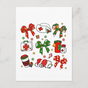 Kokette boog verpleegster kerst verpleging vrolijk uitnodiging briefkaart