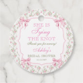 Kokette Bruid Bindt de Knoop Bruidsfeest Bedankjes Labels (Voorkant)