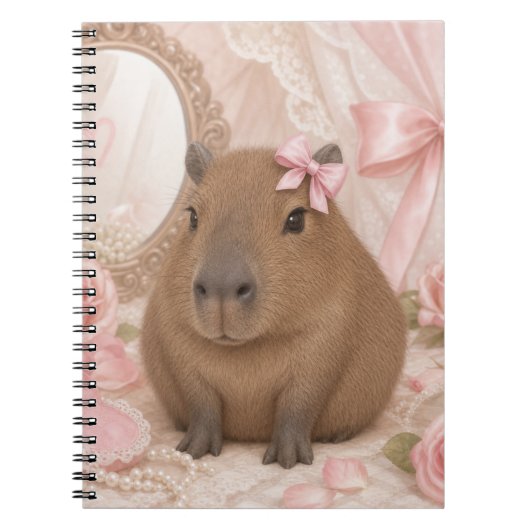 kokette capibara roze strik notitieboek (Voorkant)