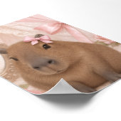 kokette capybara roze strik poster (Hoek)