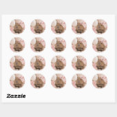 kokette capybara roze strik ronde sticker (Vel)