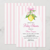 Kokette citroensroze babyshower kaart (Voorkant / Achterkant)
