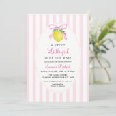Kokette citroensroze babyshower kaart (Staand voorkant)