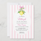 Kokette citroensroze babyshower kaart (Voorkant)
