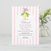 Kokette citroensroze babyshower kaart (Staand voorkant)
