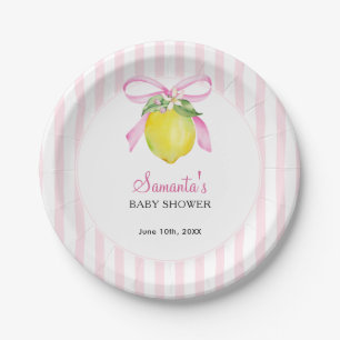 Kokette citroensroze babyshower papieren bordje