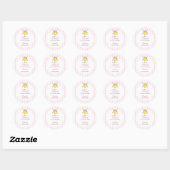 Kokette citroensroze babyshower ronde sticker (Vel)