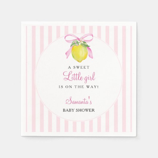 Kokette citroensroze babyshower servet (Voorkant)