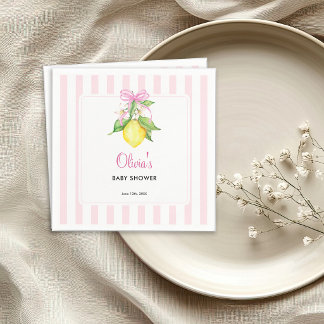 Kokette citroensroze babyshower servet