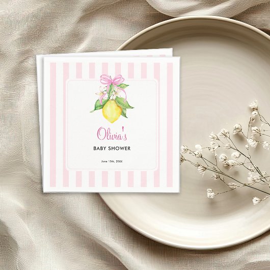 Kokette citroensroze babyshower servet