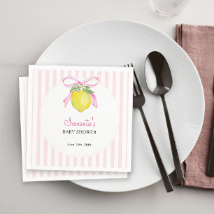 Kokette citroensroze babyshower servet