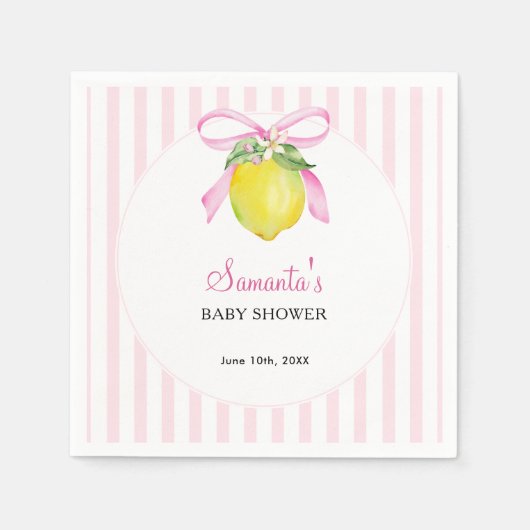 Kokette citroensroze babyshower servet (Voorkant)