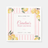 Kokette citroensroze babyshower servetten (Voorkant)