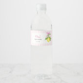 Kokette citroensroze babyshower waterfles etiket (Voorkant)