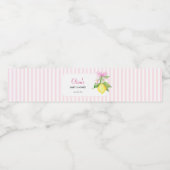 Kokette citroensroze babyshower waterfles etiket (Enkel label)