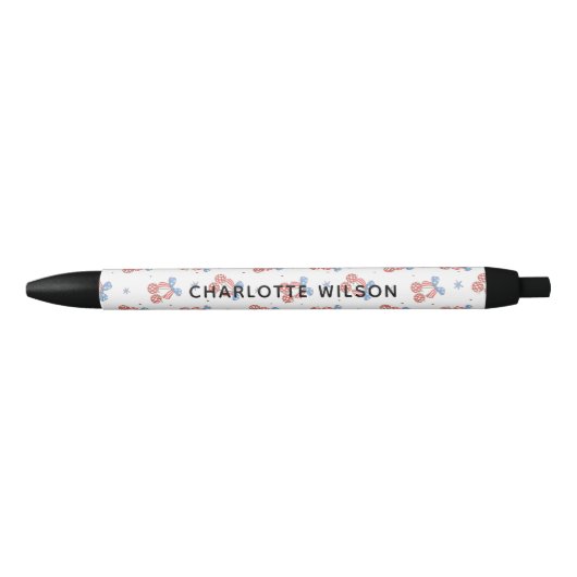 Kokette Disco Kersenslus Naam Monogram Zwarte Inkt Pen (Voorkant)