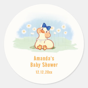 Kokette Domme Gans Daisy Bloemenmeisje Baby Shower Ronde Sticker