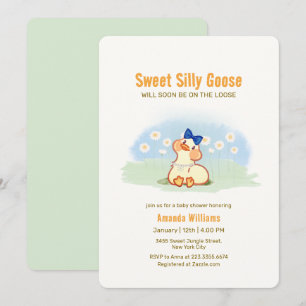 Kokette Dwaze Gans Daisy Bloem Baby Shower Kaart