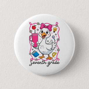 Kokette Dwaze Gans Leerling 7e Klas Meisje 1e Dag Ronde Button 5,7 Cm