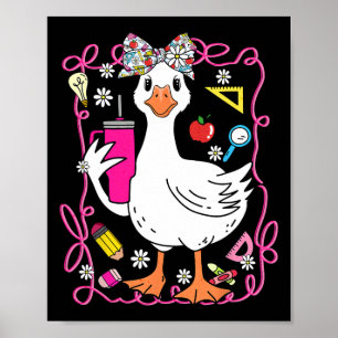 Kokette Dwaze Gans Leraar Retro Preppy Terug naar Poster