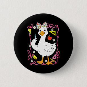 Kokette Dwaze Gans Leraar Retro Preppy Terug naar Ronde Button 5,7 Cm