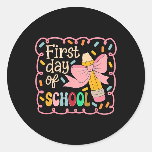 Kokette eerste schooldag1  ronde sticker (Voorkant)