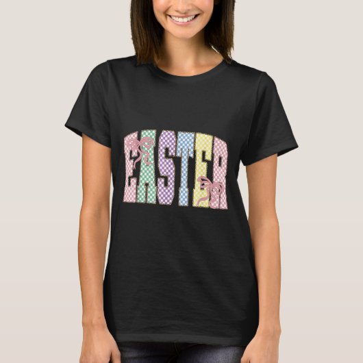 Kokette Geruite Pasen Dag Lente Pasen Pastel T-shirt (Voorkant)